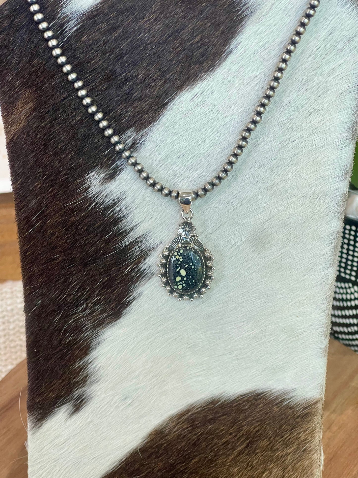 Beautiful Handmade Sterling Silver & New Lander Turquoise Pendant