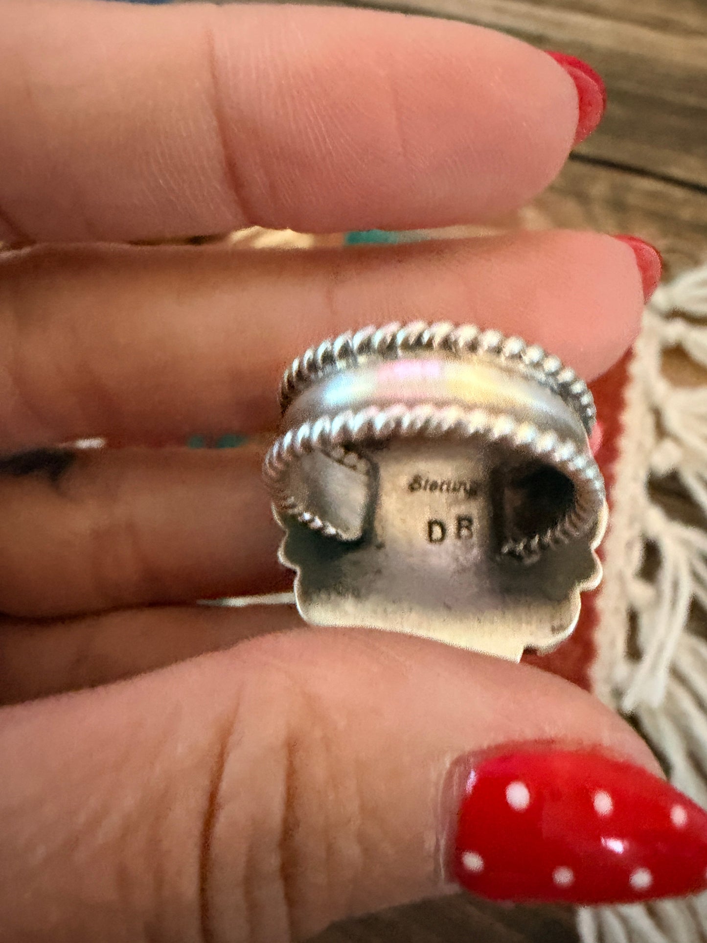 Handcrafted Mother of Pearl & Sterling Silver Cluster Ring Size 8.5