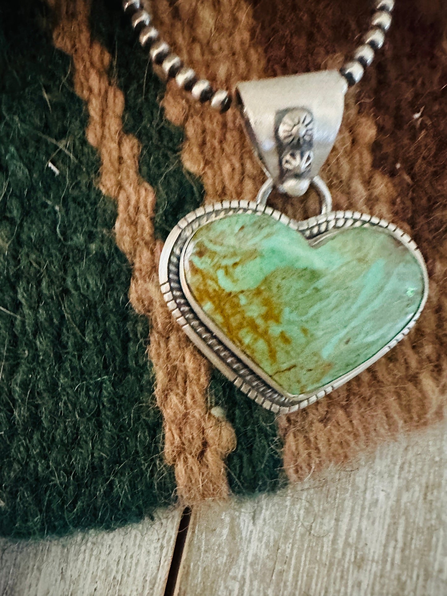 Handmade Turquoise & Sterling Silver Heart Pendant