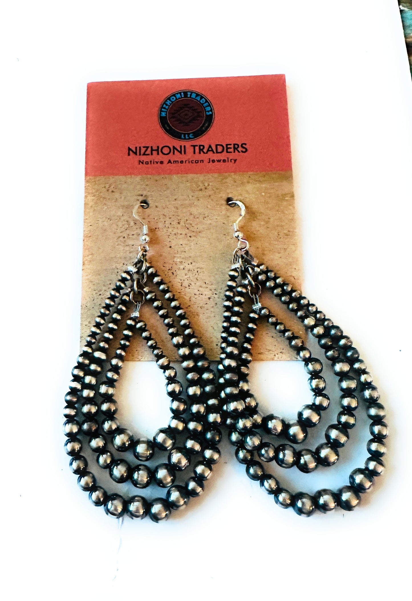 Handcrafted Sterling Silver Pearl Dangle 3 Hoop Earrings