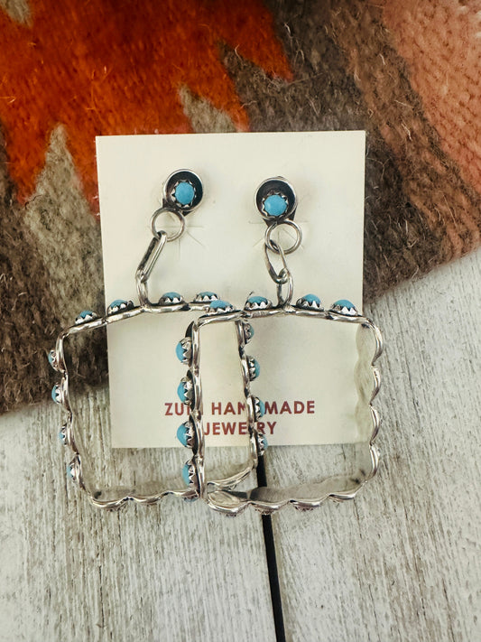 Handcrafted Turquoise & Sterling Silver Snake Eye Dangle Earrings