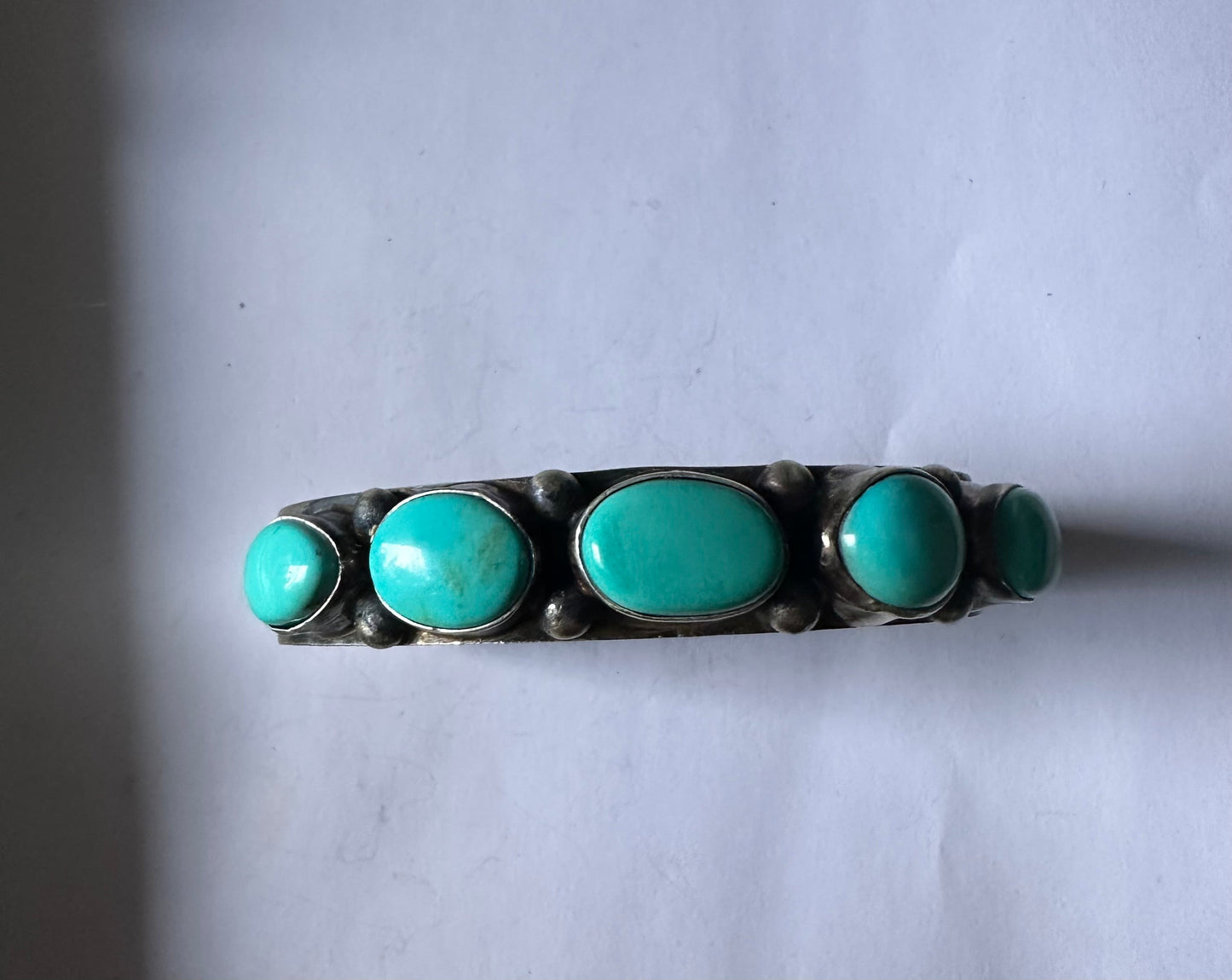 Navajo Turquoise & Sterling Silver Cuff Bracelet by Kathleen Livingston