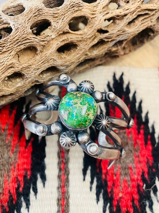 Handcrafted Sterling Silver & Sonoran Mountain Turquoise Cuff Bracelet by Chimney Butte