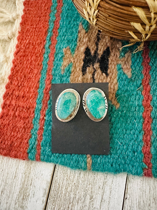 Handcrafted Turquoise & Sterling Silver Post Earrings