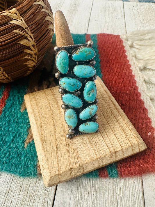 Navajo Turquoise & Sterling Silver Adjustable Ring by Jacqueline Silver