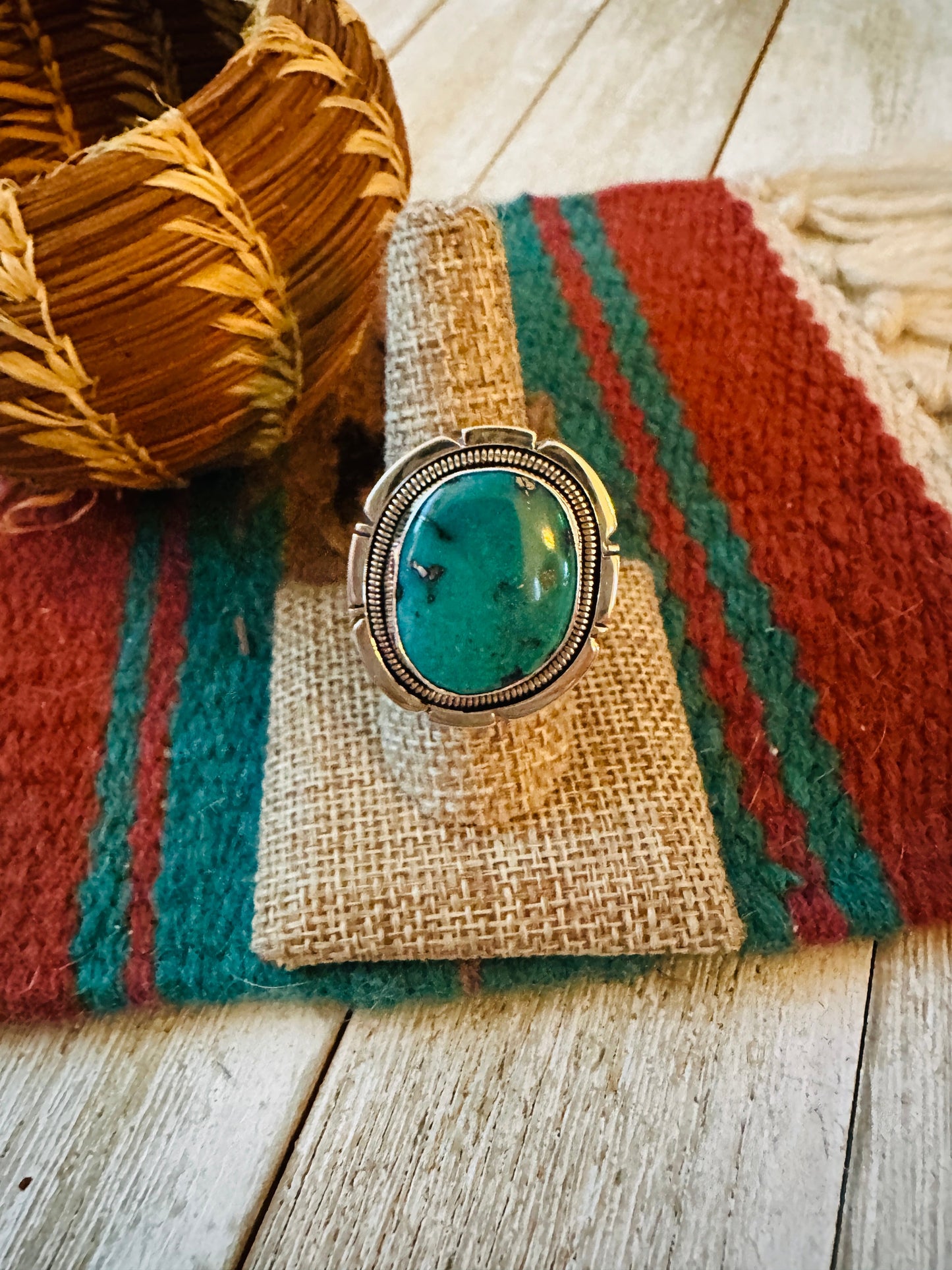 Handcrafted Turquoise & Sterling Silver Adjustable Ring