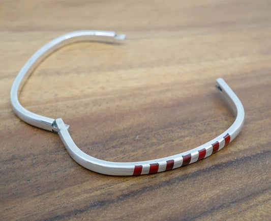 Hinged Bangle W/ Red Jasper  Inlay