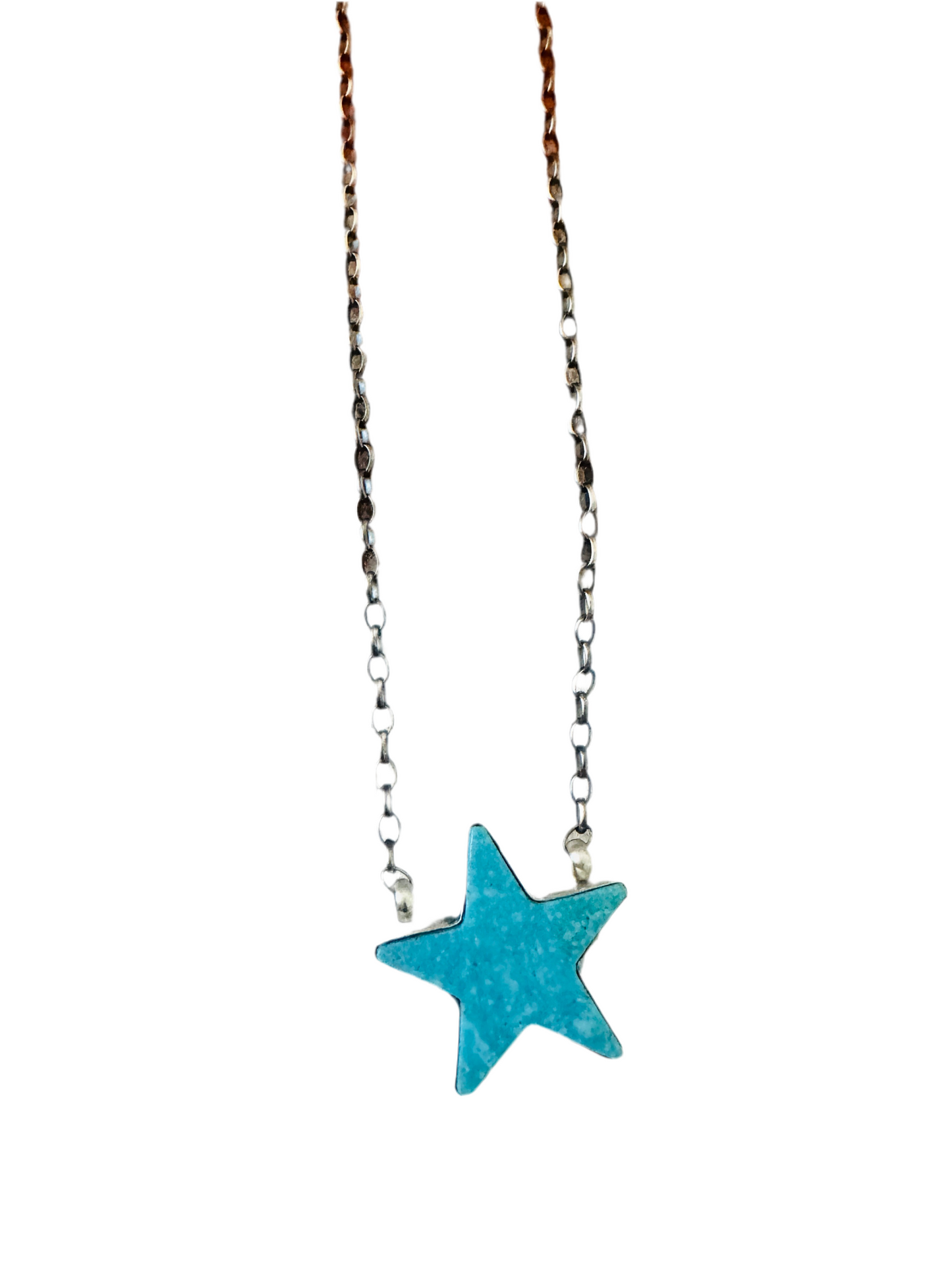Handcrafted Sterling Silver & Turquoise Star Necklace- Blue
