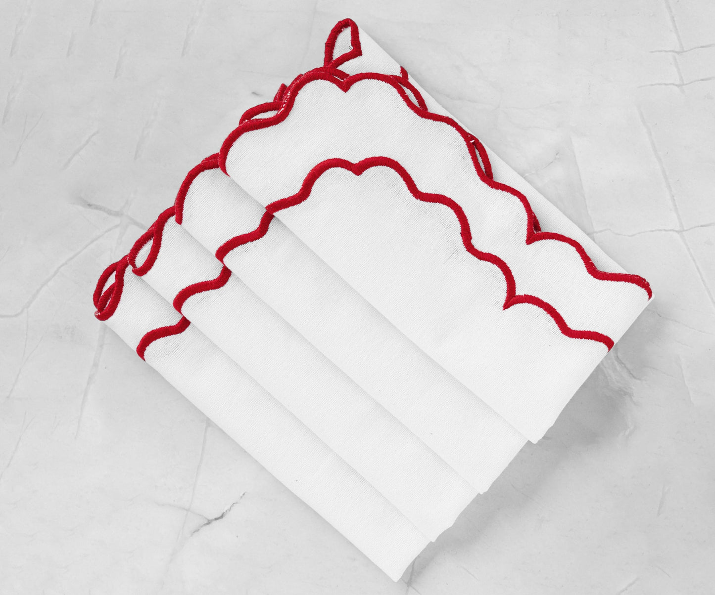 Scallop Trim Napkins - 100% Linen