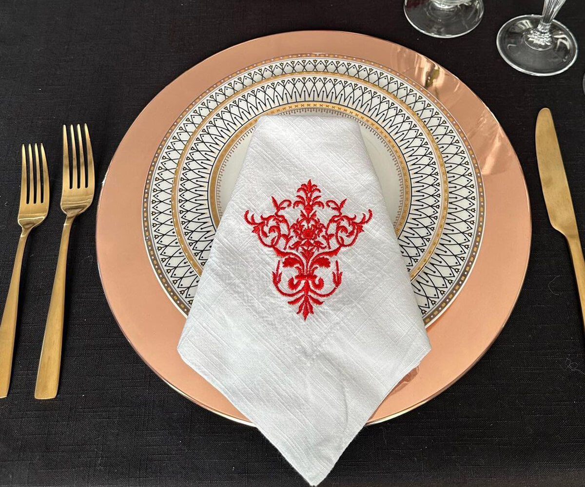 White Wedding Napkins - Victorian Napkins