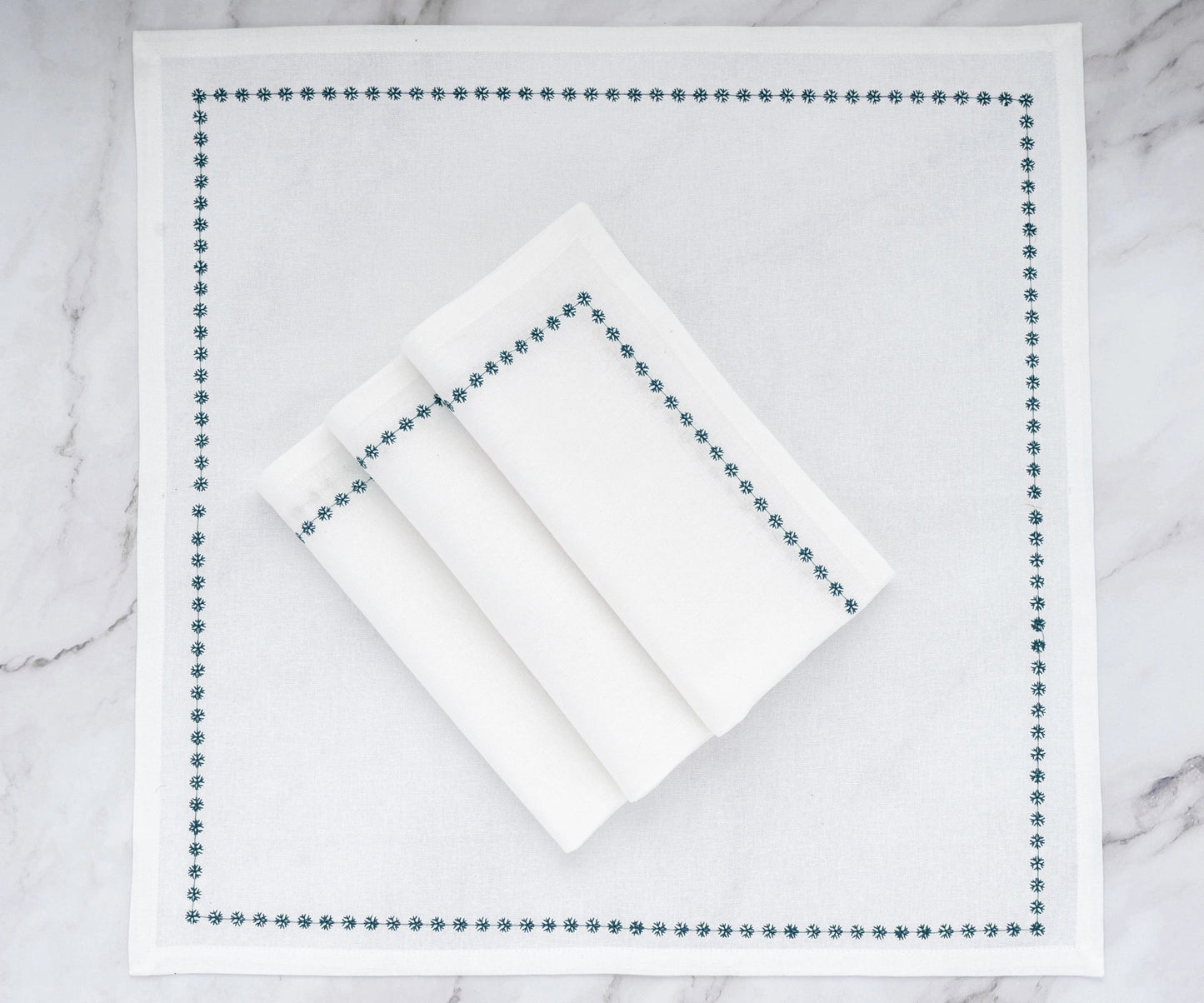 Green Snowflake Napkins - Embroidered