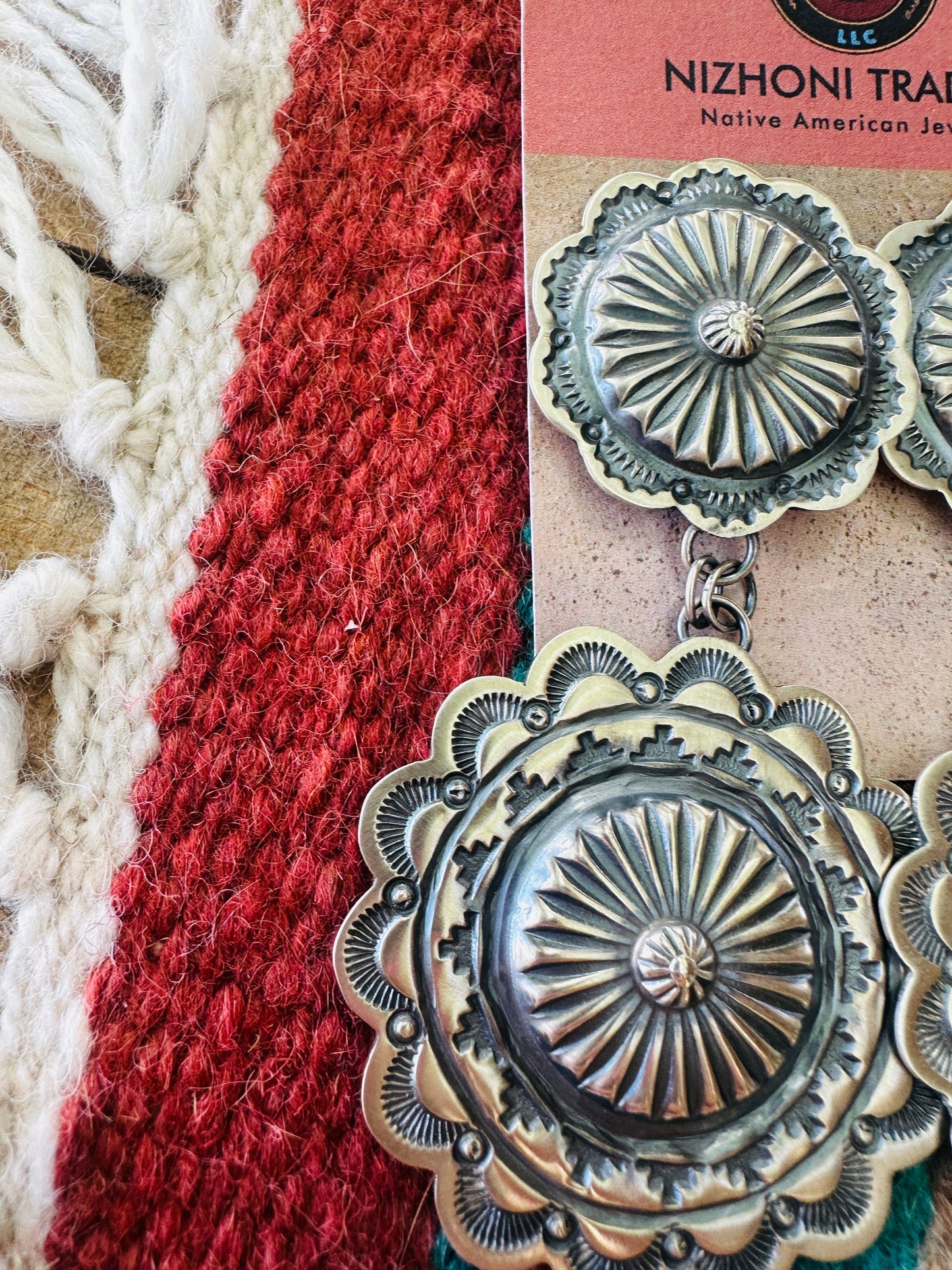 HandcSterling Silver Concho Dangle Earrings by Hemerson Brown