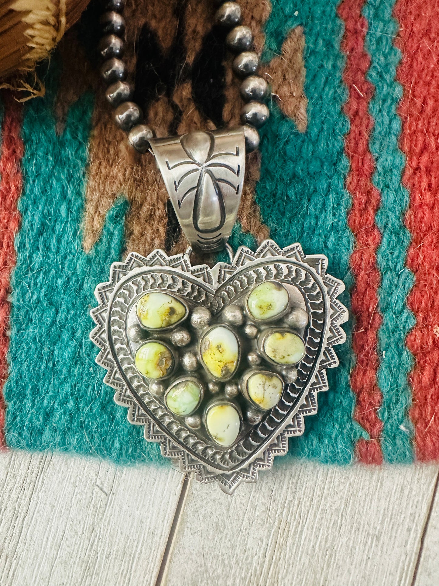 Handcrafted Palomino Turquoise & Sterling Silver Heart Pendant