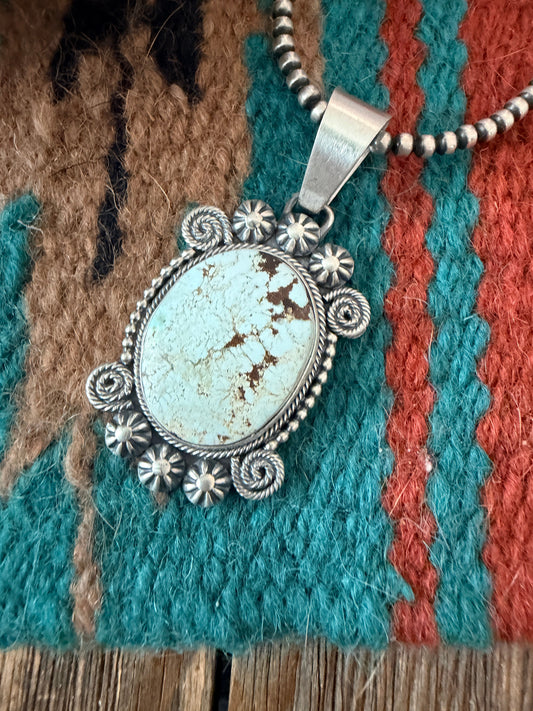 Handcrafted Sterling Silver & Dry Creek Turquoise Pendant by Daniel Benally