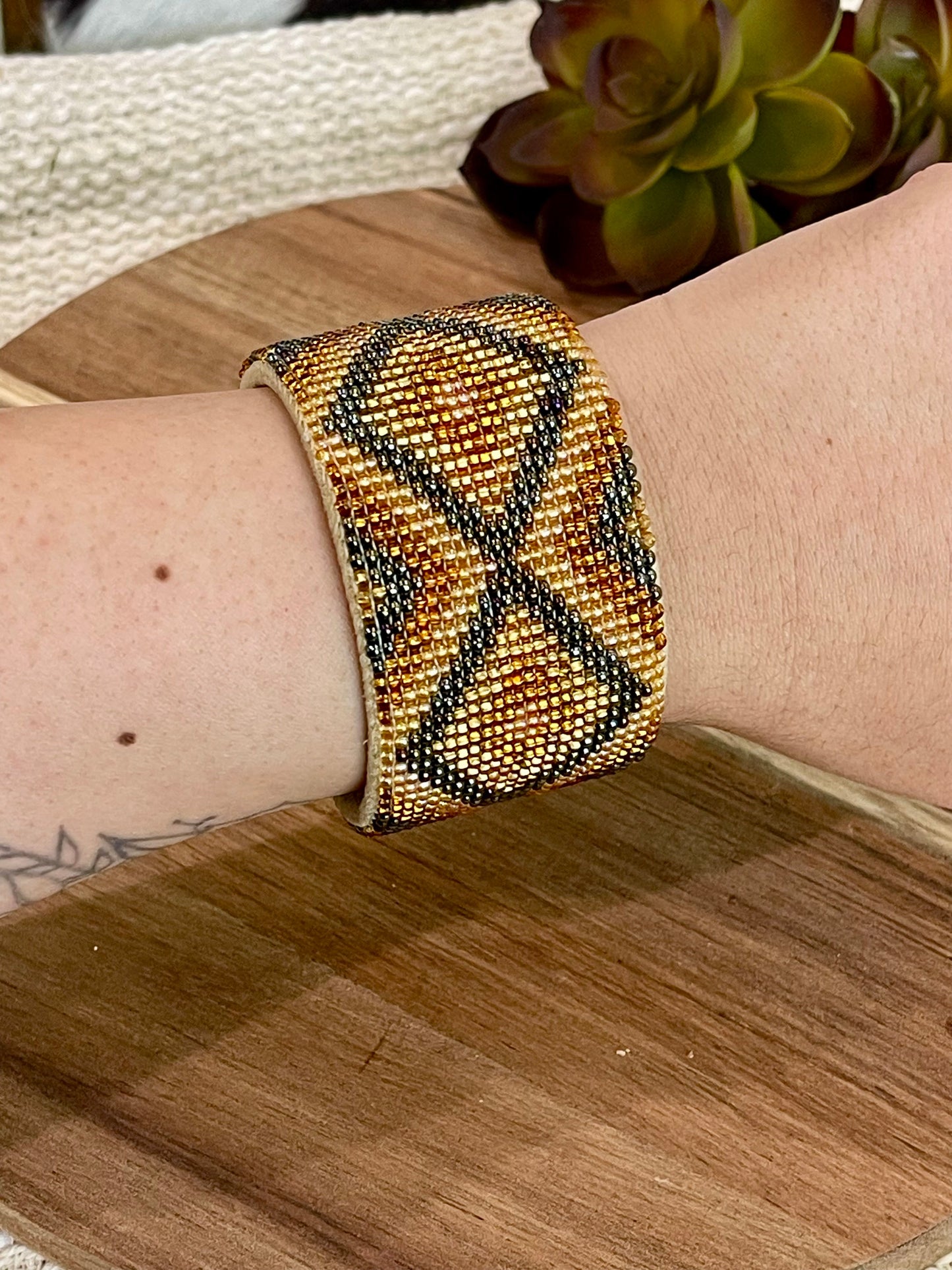 Vintage Handmade Beaded Bracelet Cuff