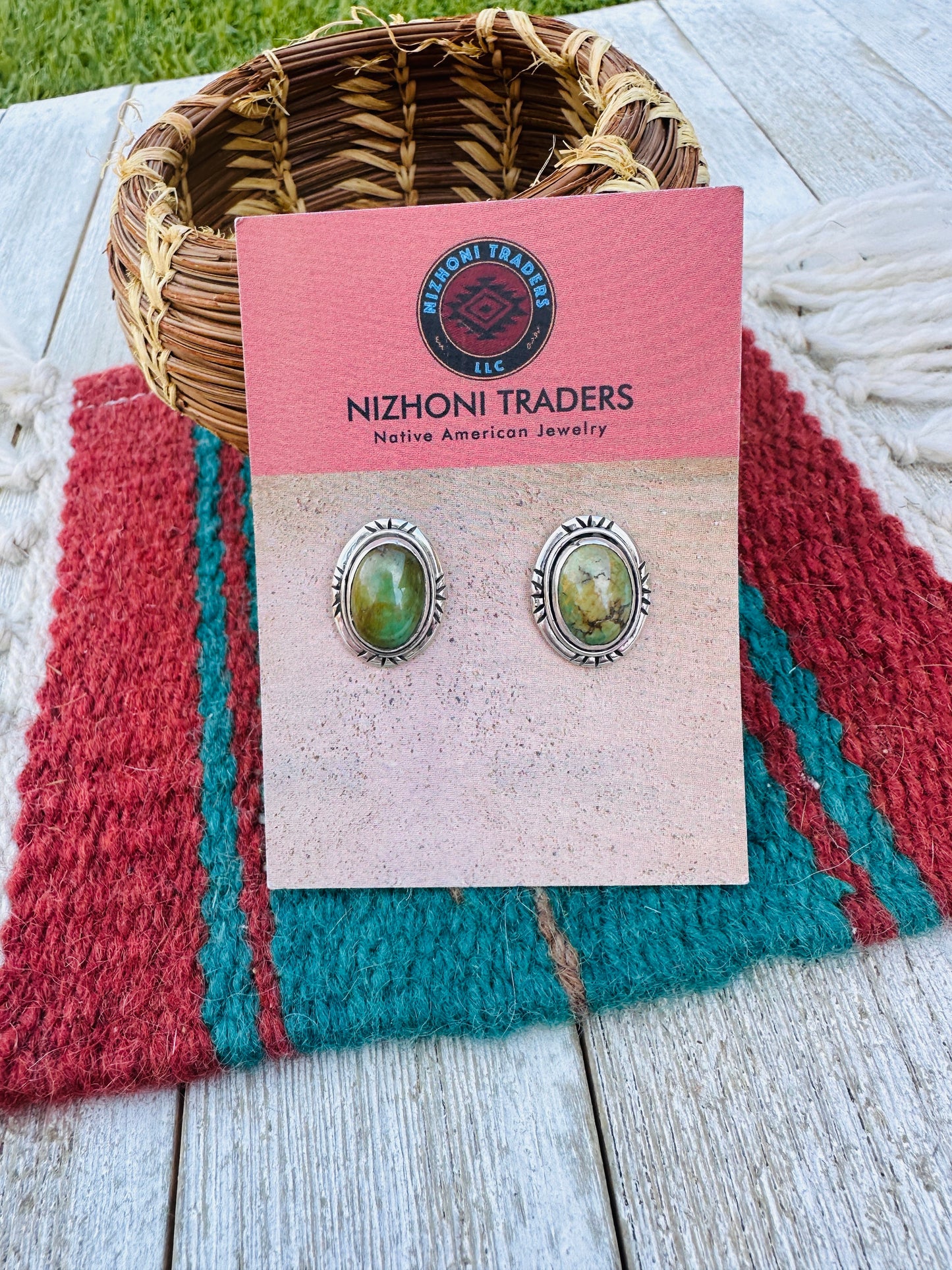 Handcrafted Sterling Silver & Turquoise Stud Earrings