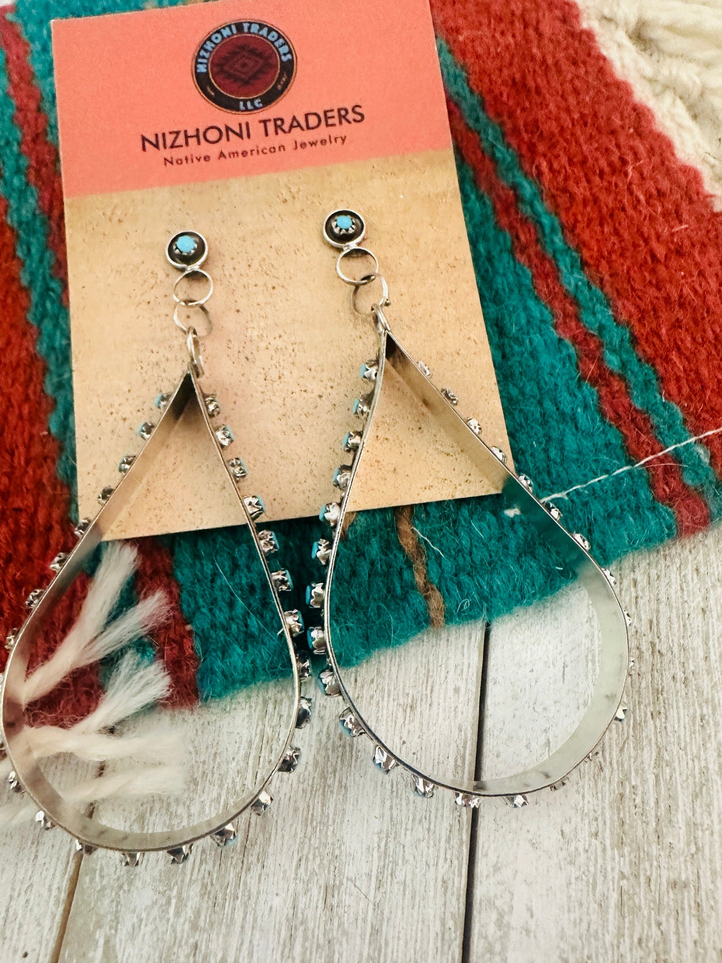 Handcrafted Turquoise & Sterling Silver Snake Eye Dangle Earrings