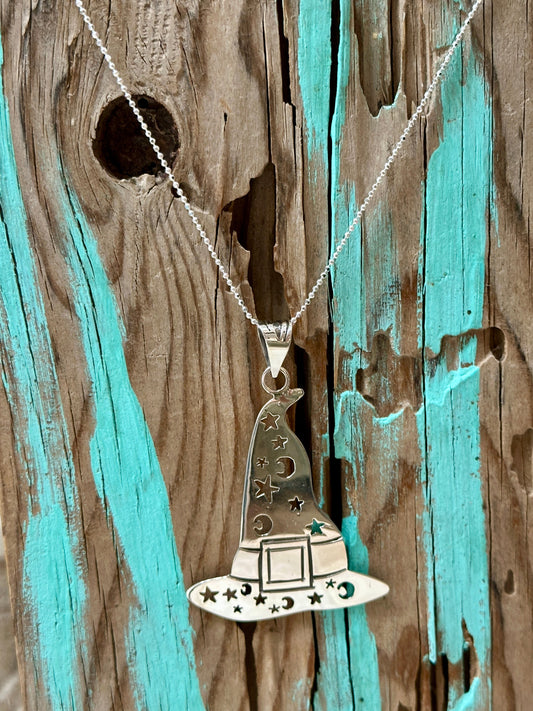 Witch or Wizard Hat Sterling Silver Necklace