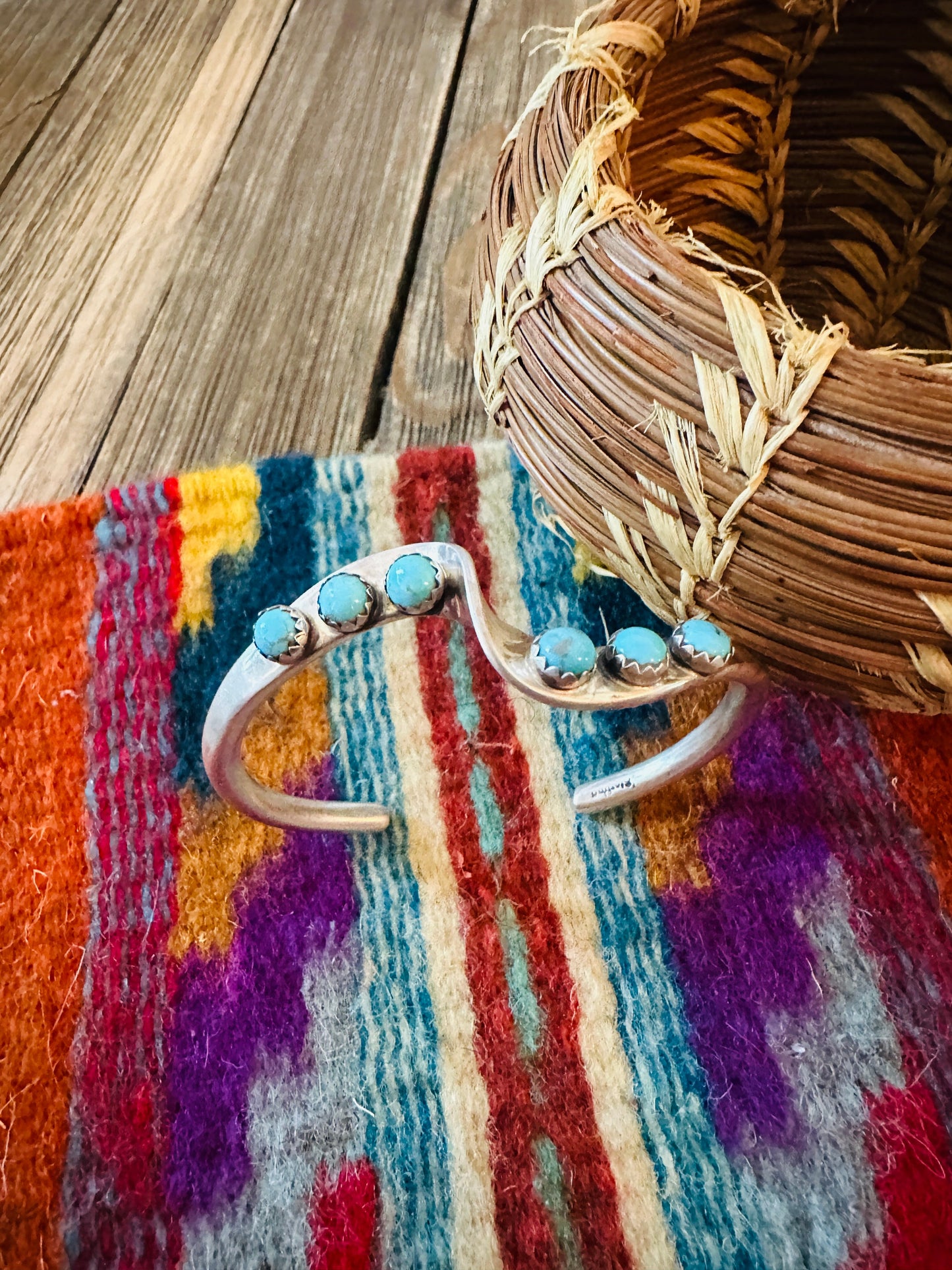 Handcrafted Twisted Sterling Silver & Turquoise Cuff Bracelet