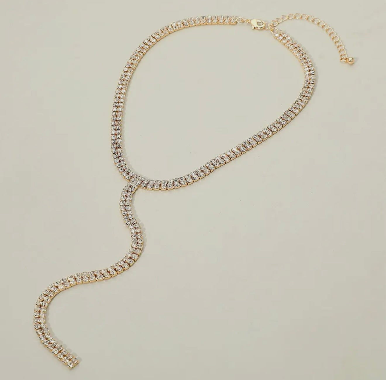 “The Golden Collection” Handmade Gold Plated CZ Link Y Necklace