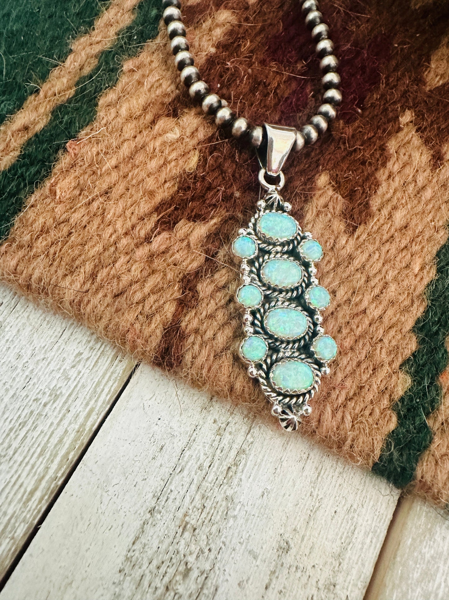 Handmade Green Opal & Sterling Silver Pendant