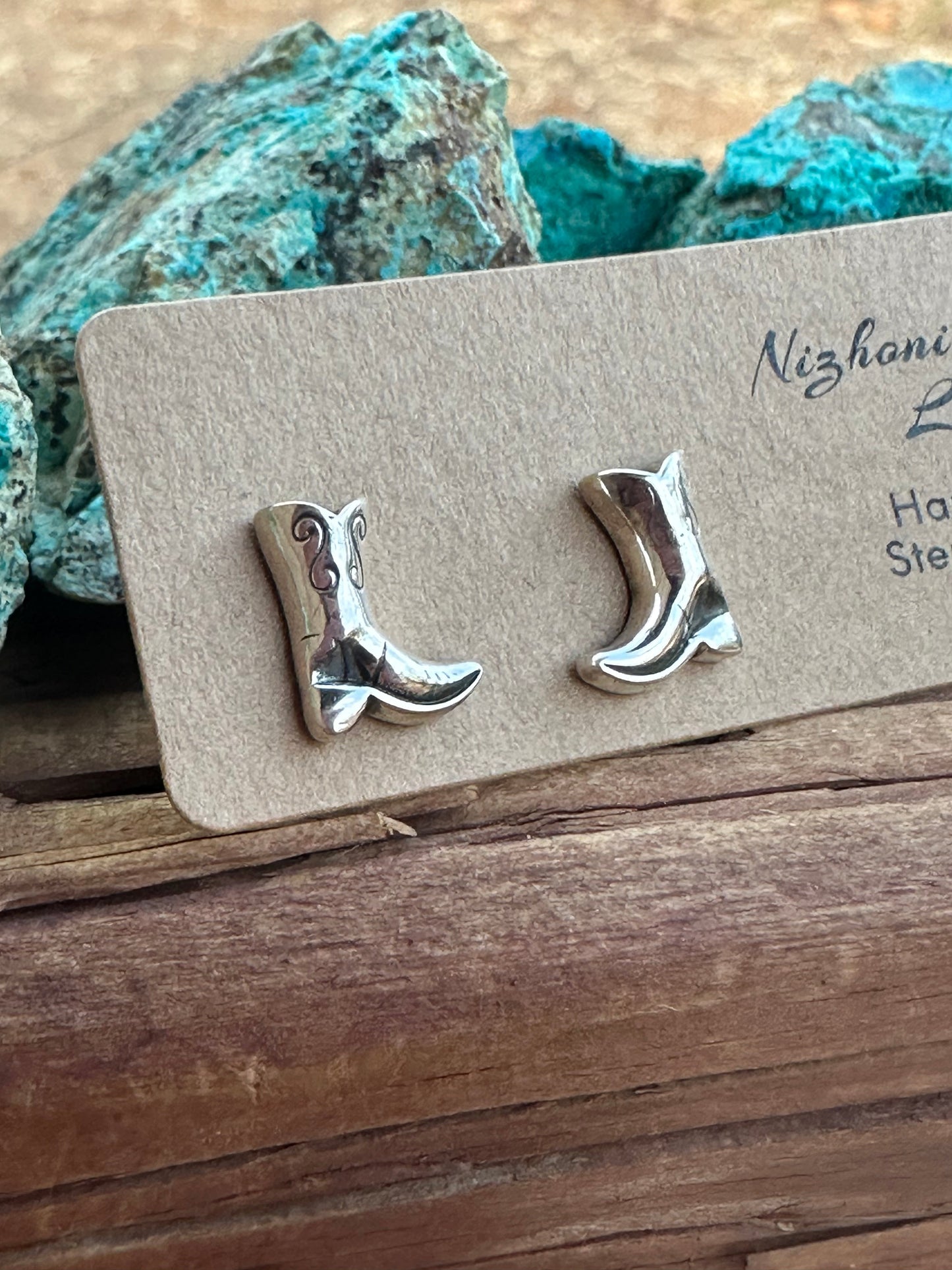 “The Cowboy” Handmade Sterling Silver Cowboy Boot Stud Earrings