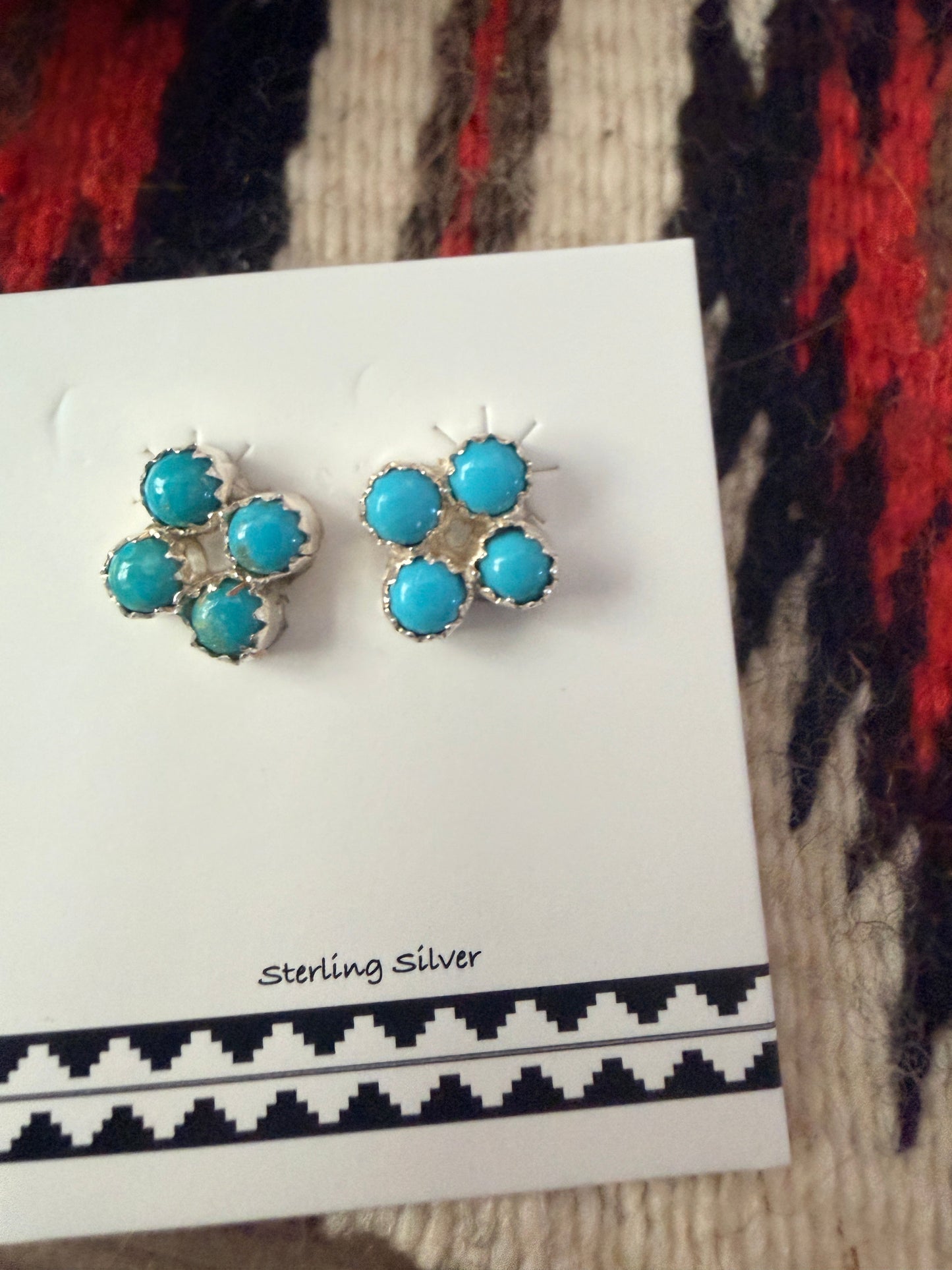 Handcrafted Sterling Silver & Turquoise Petit Point Stud Earrings