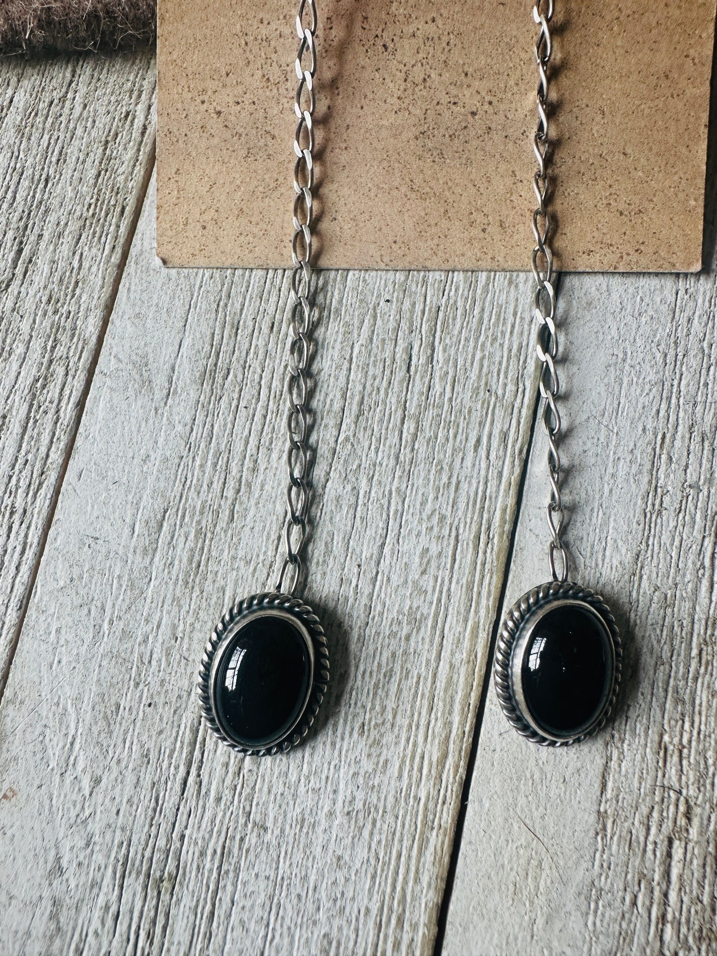 Handcrafted Sterling Silver & Black Onyx Dangle Earrings