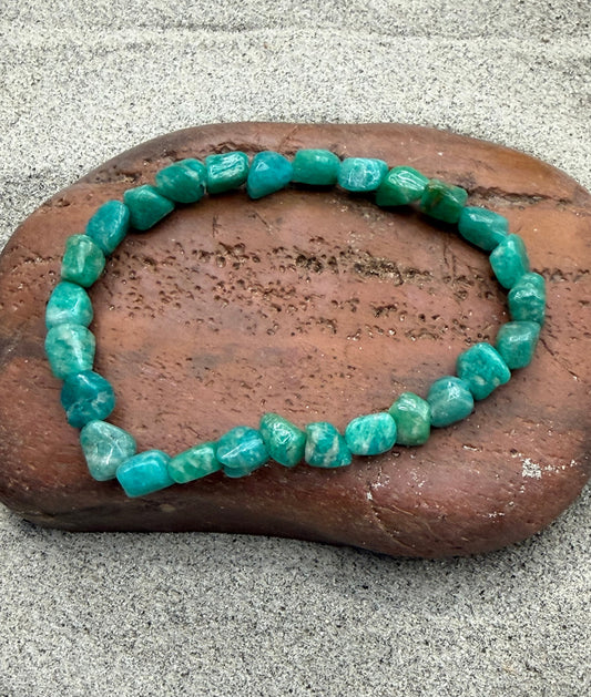Green Amazonite Nugget Stretch Bracelet