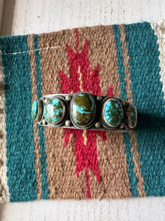 Beautiful B Johnson Handcrafted Sterling Sonoran Mountain Turquoise Bracelet Cuff Signed