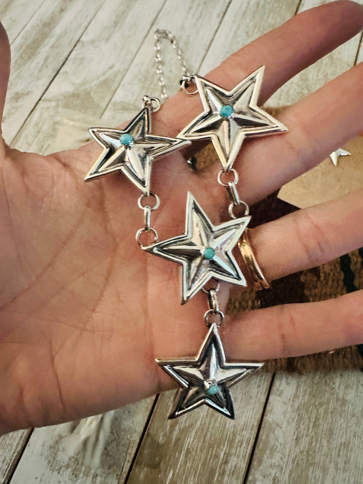 Handcrafted Turquoise & Sterling Silver Star Necklace Set
