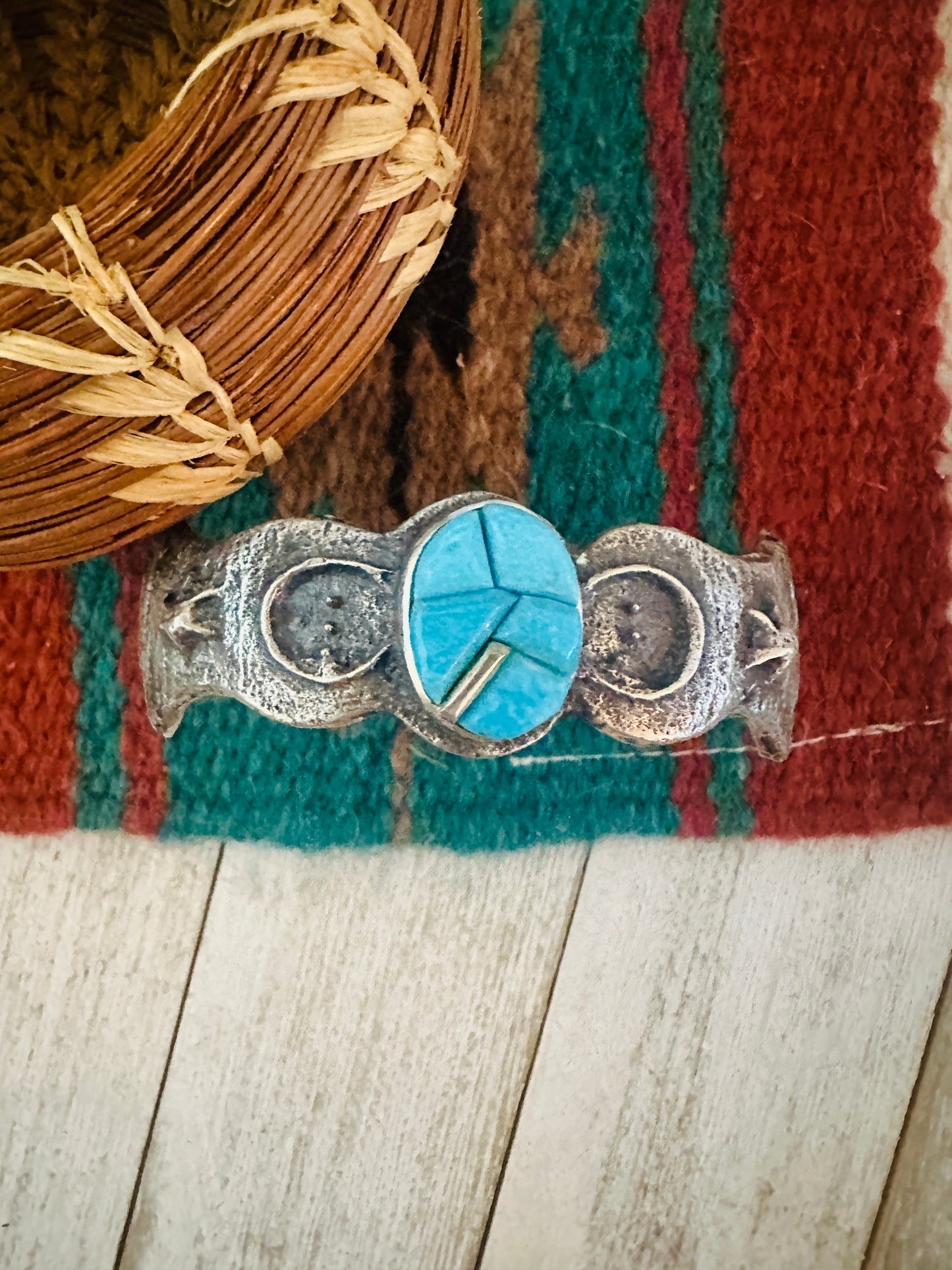 Handcrafted Turquoise & Sterling Silver Inlay Cuff Bracelet