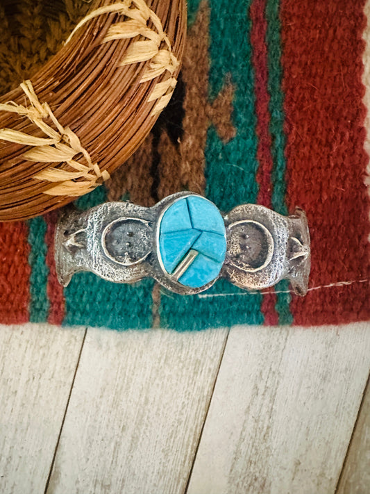 Handcrafted Turquoise & Sterling Silver Inlay Cuff Bracelet