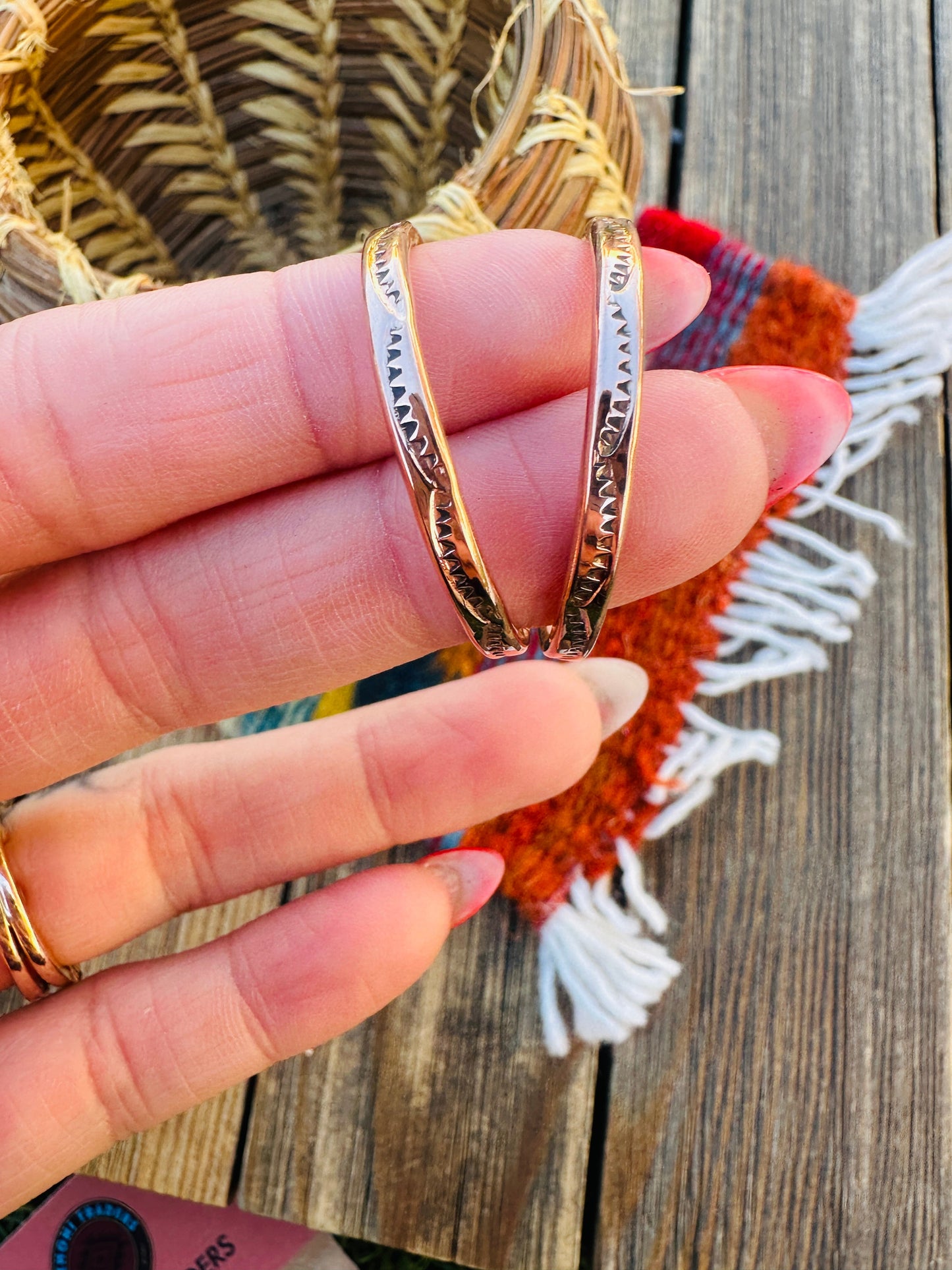 Hand Stamped Copper Hoop Earrings