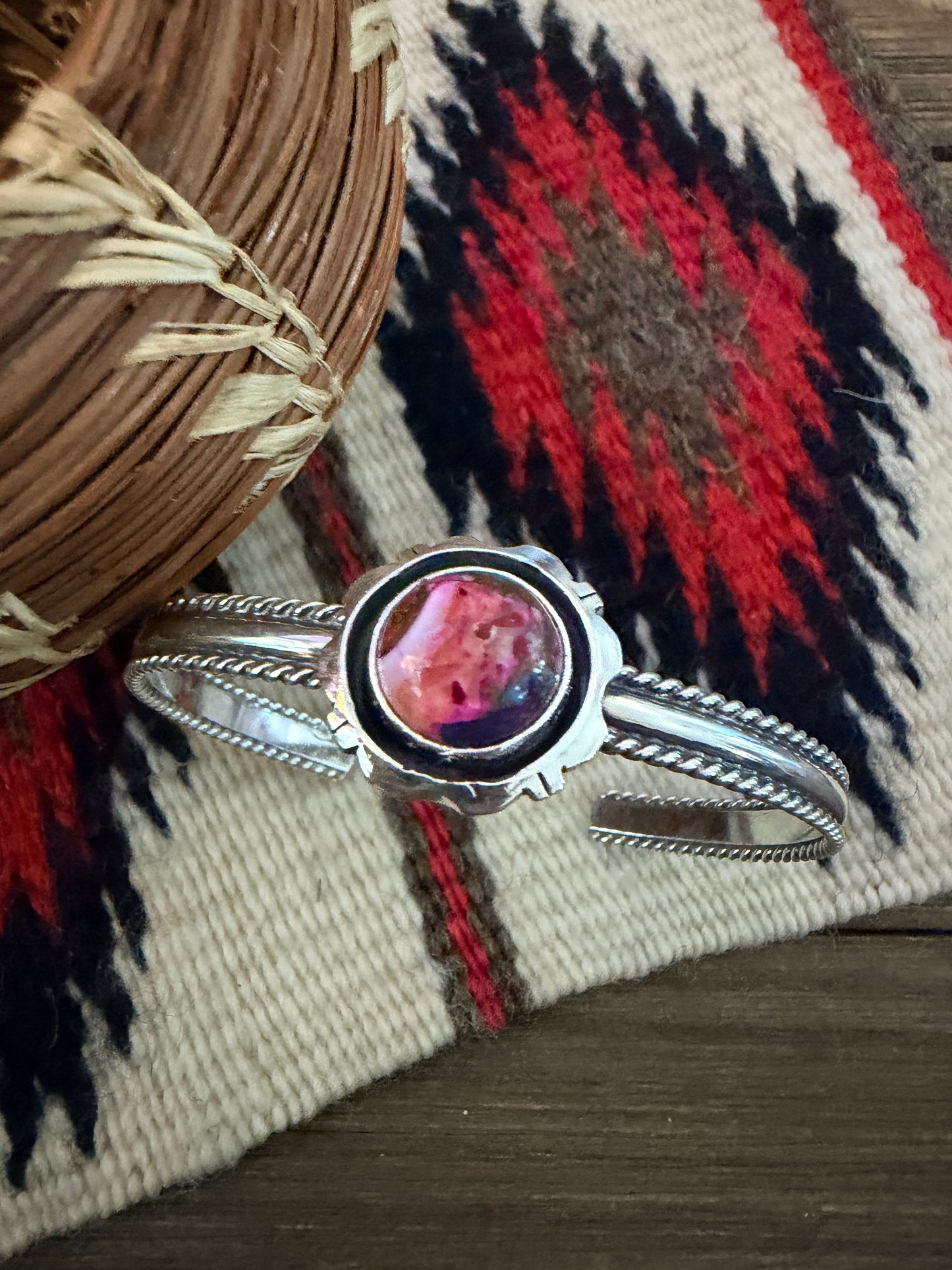 Handcrafted Pink Dream Mojave & Sterling Silver Cuff Bracelet