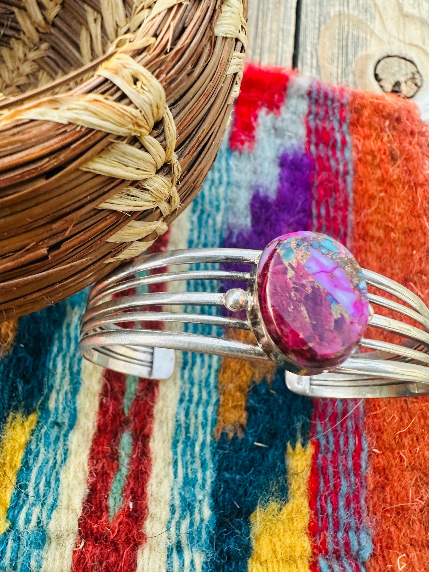 Handcrafted Pink Dream Mojave & Sterling Silver Cuff Bracelet