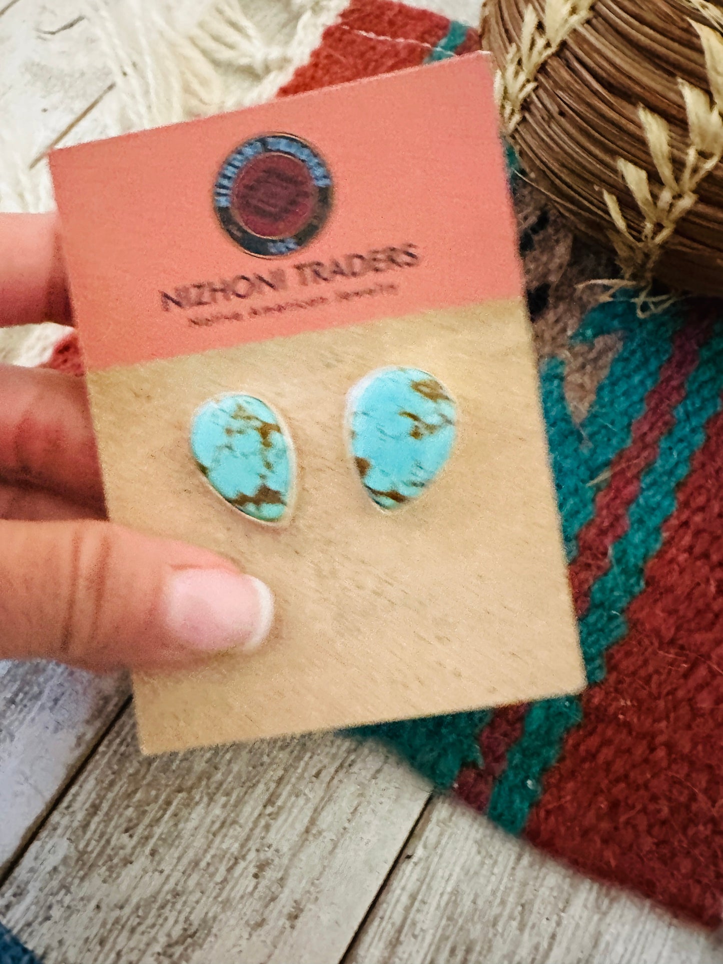 Handcrafted Turquoise & Sterling Silver Teardrop Post Earrings