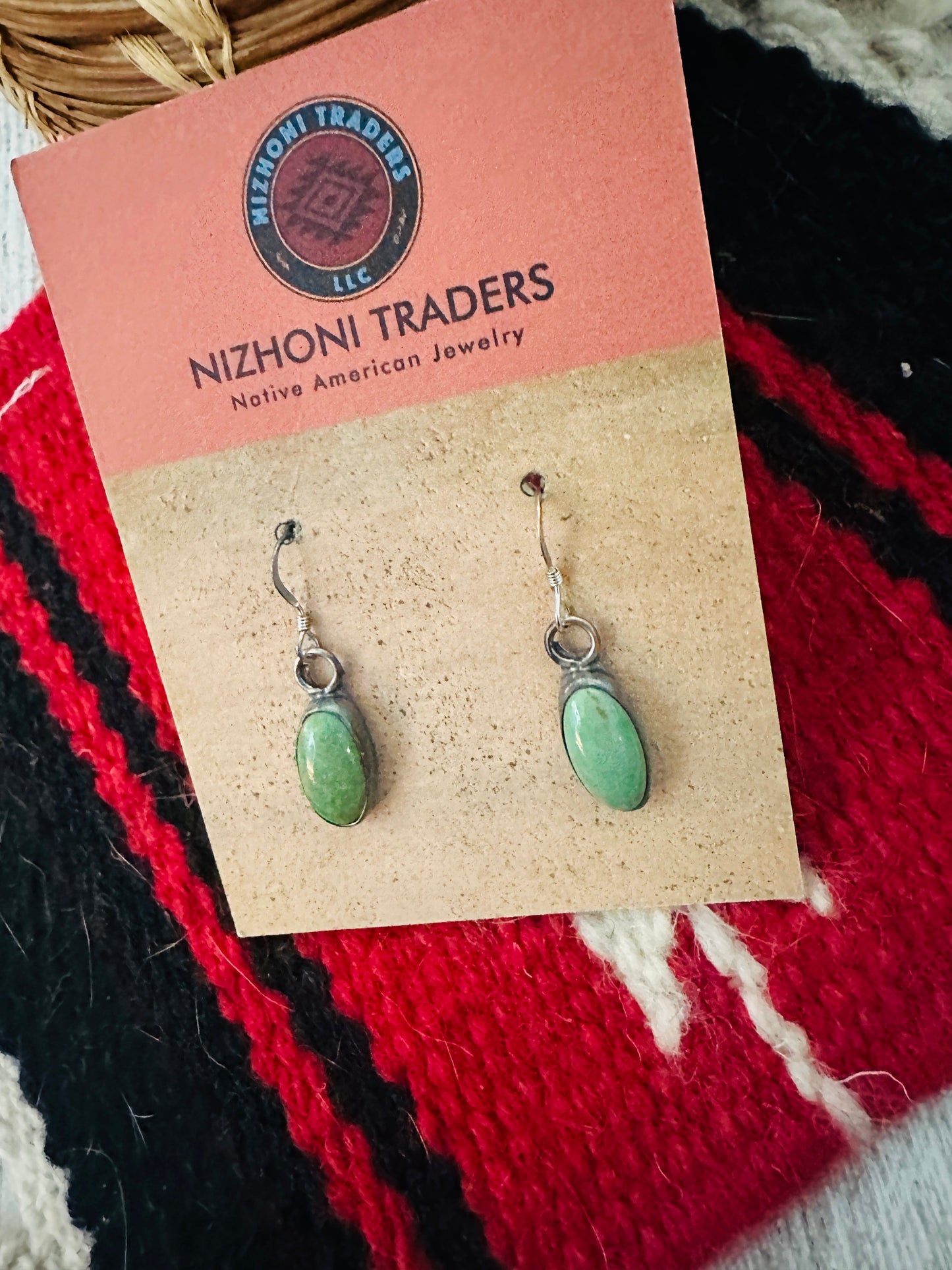 Green Turquoise And Sterling Silver Dangle Earrings