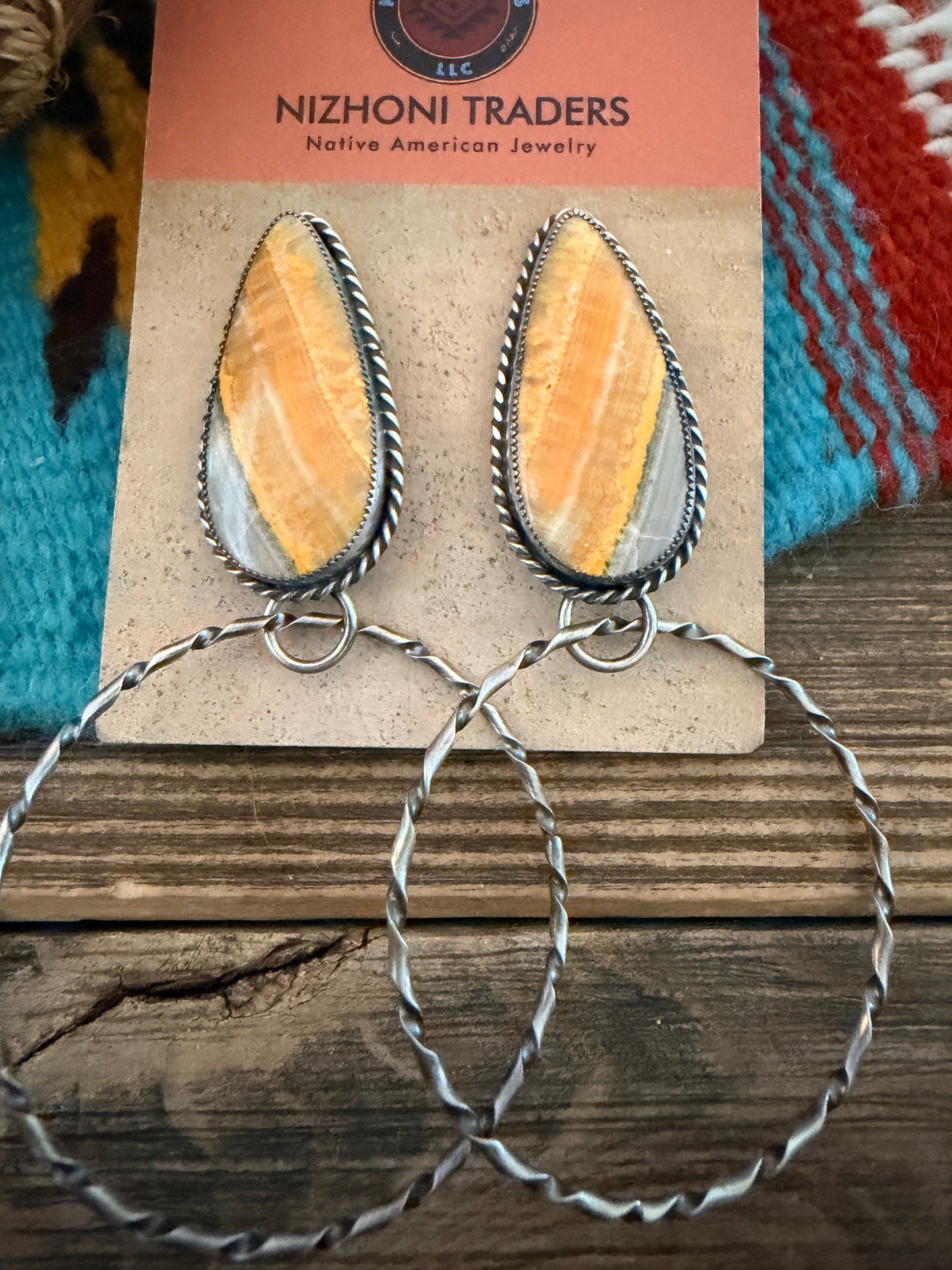 Handcrafted Bumblebee & Sterling Silver Hoop Dangle Earrings