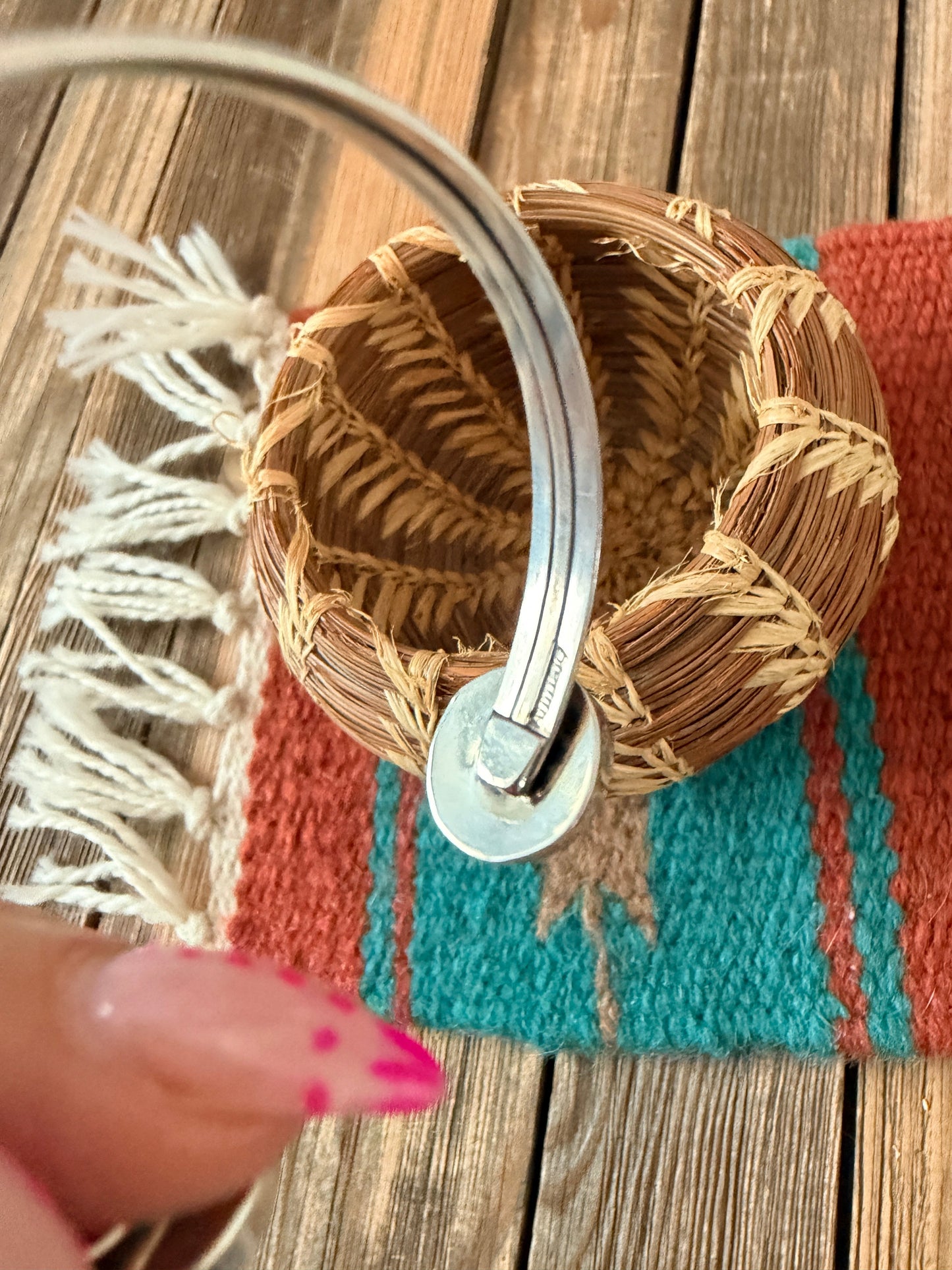 Handcrafted Orange Spiny & Sterling Silver Floating Cuff Bracelet