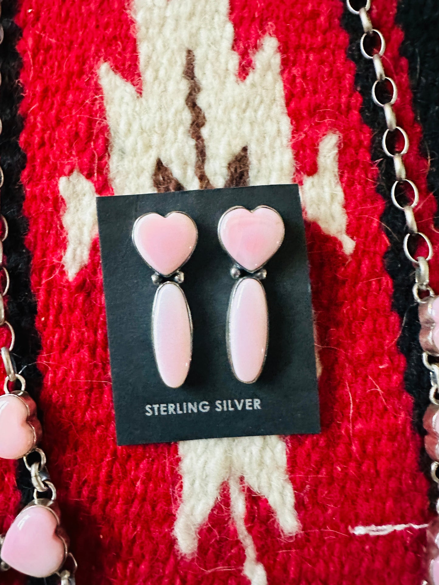 Handcrafted Queen Pink Conch & Sterling Silver Heart Necklace Set