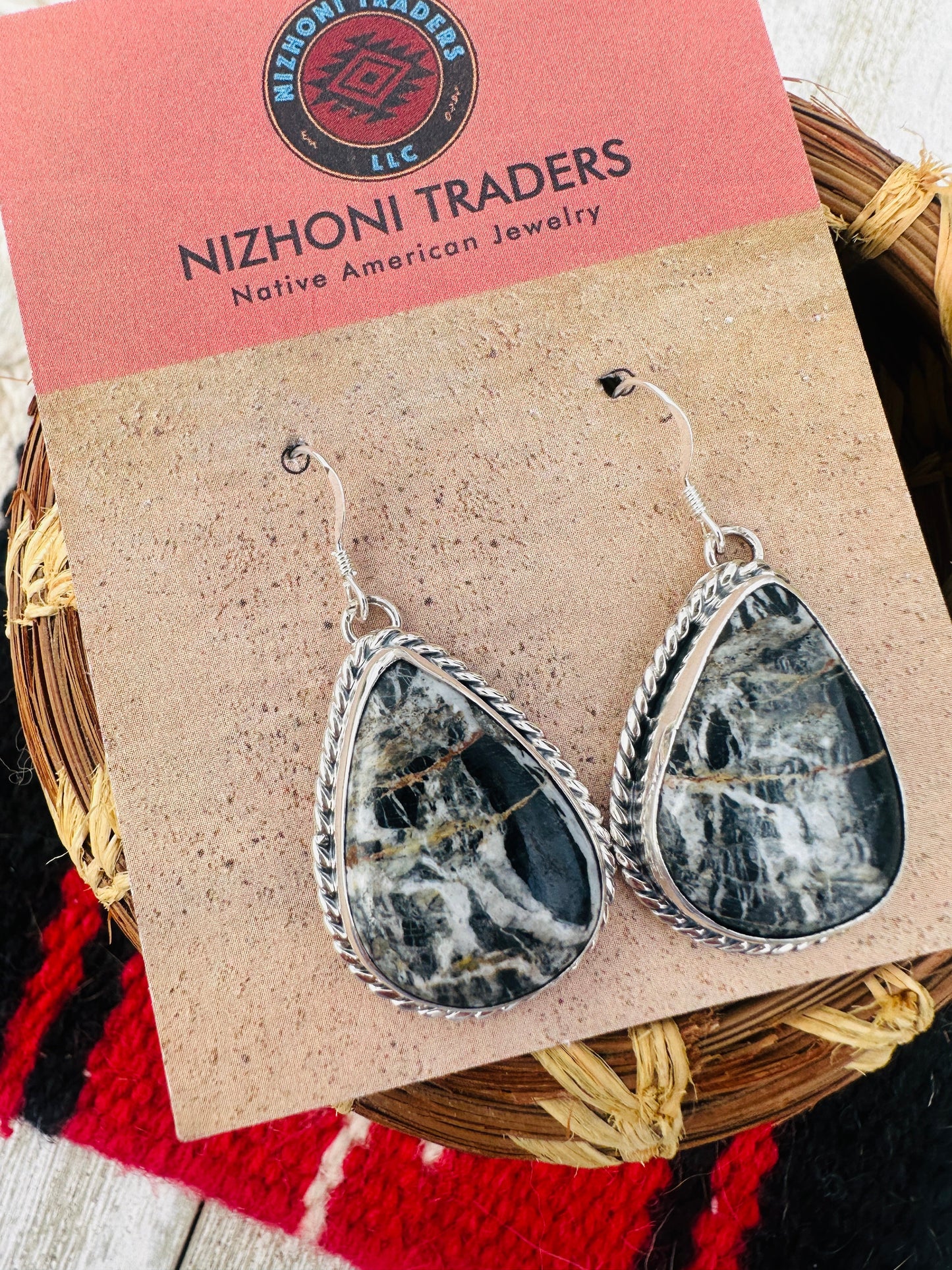 Handcrafted White Buffalo & Sterling Silver Dangle Earrings