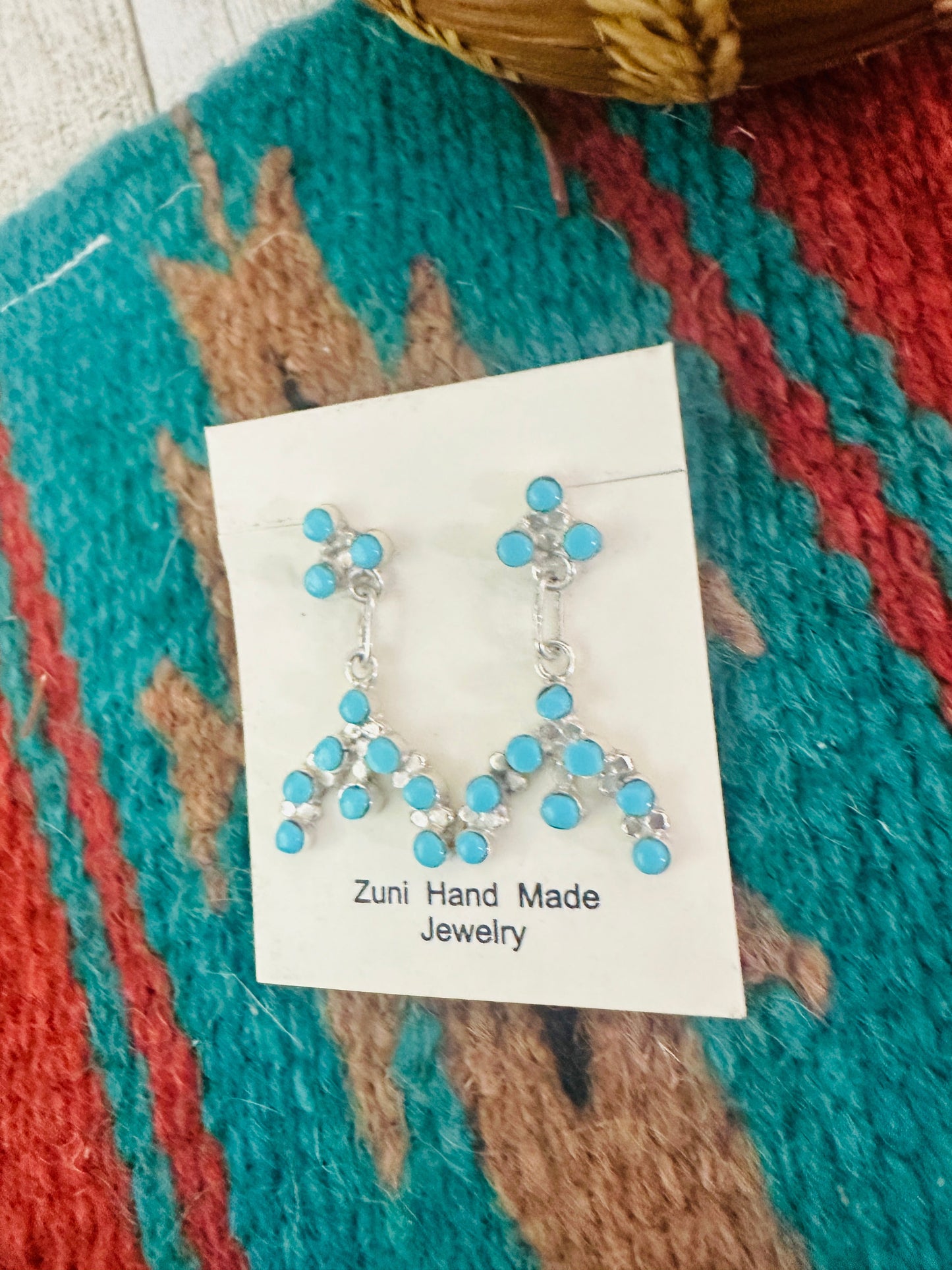 Zuni Turquoise & Sterling Silver Naja Dangle Earrings