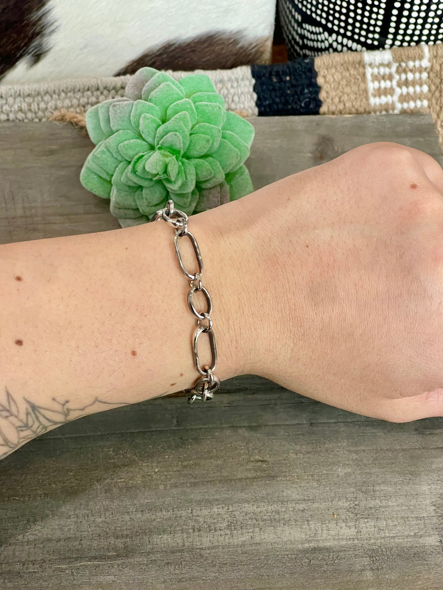 Handmade Beautiful Sterling Silver Link Bracelet 7.5 inch