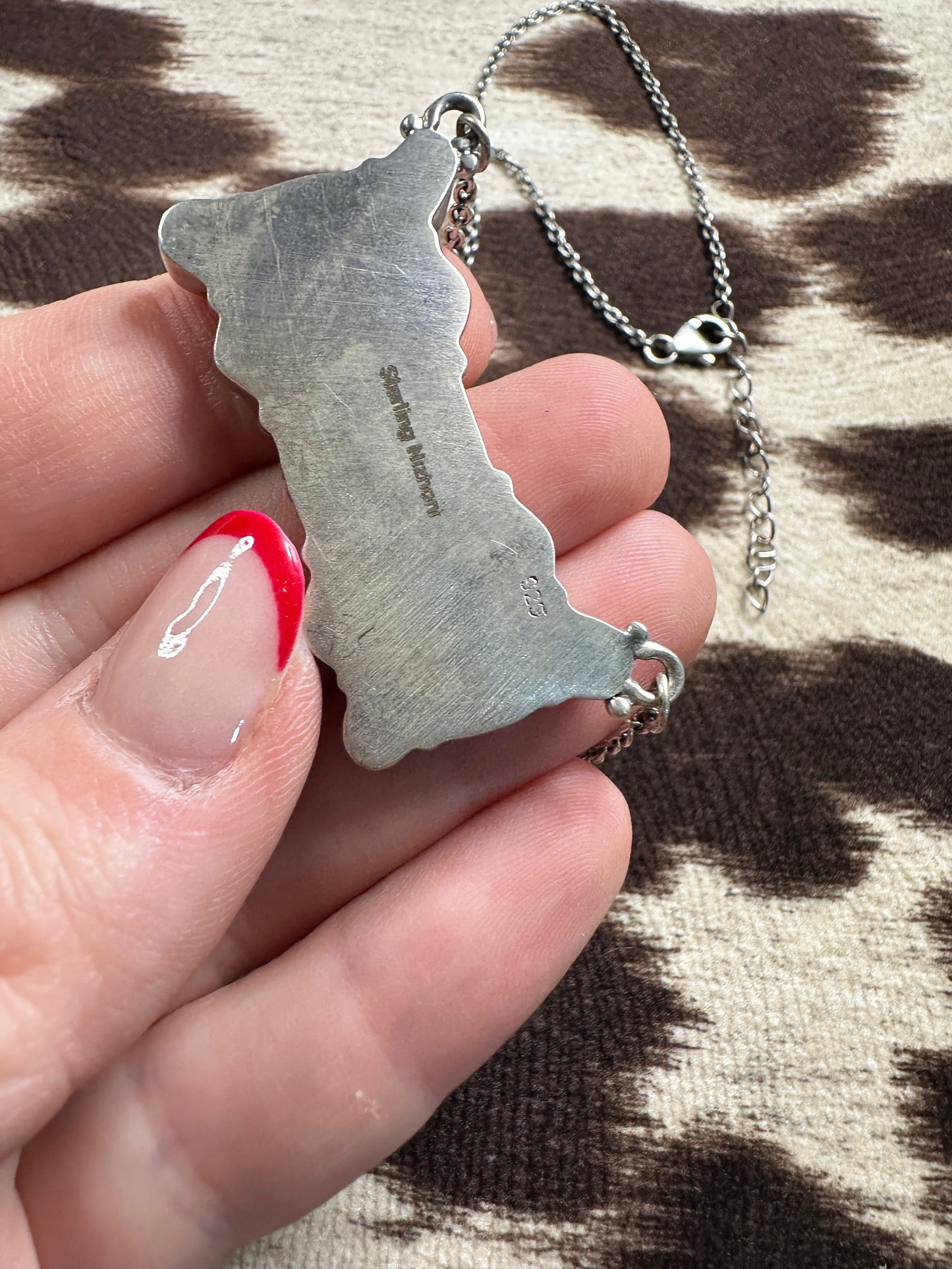 Handmade Sterling Silver Palomino Turquoise Necklace square center
