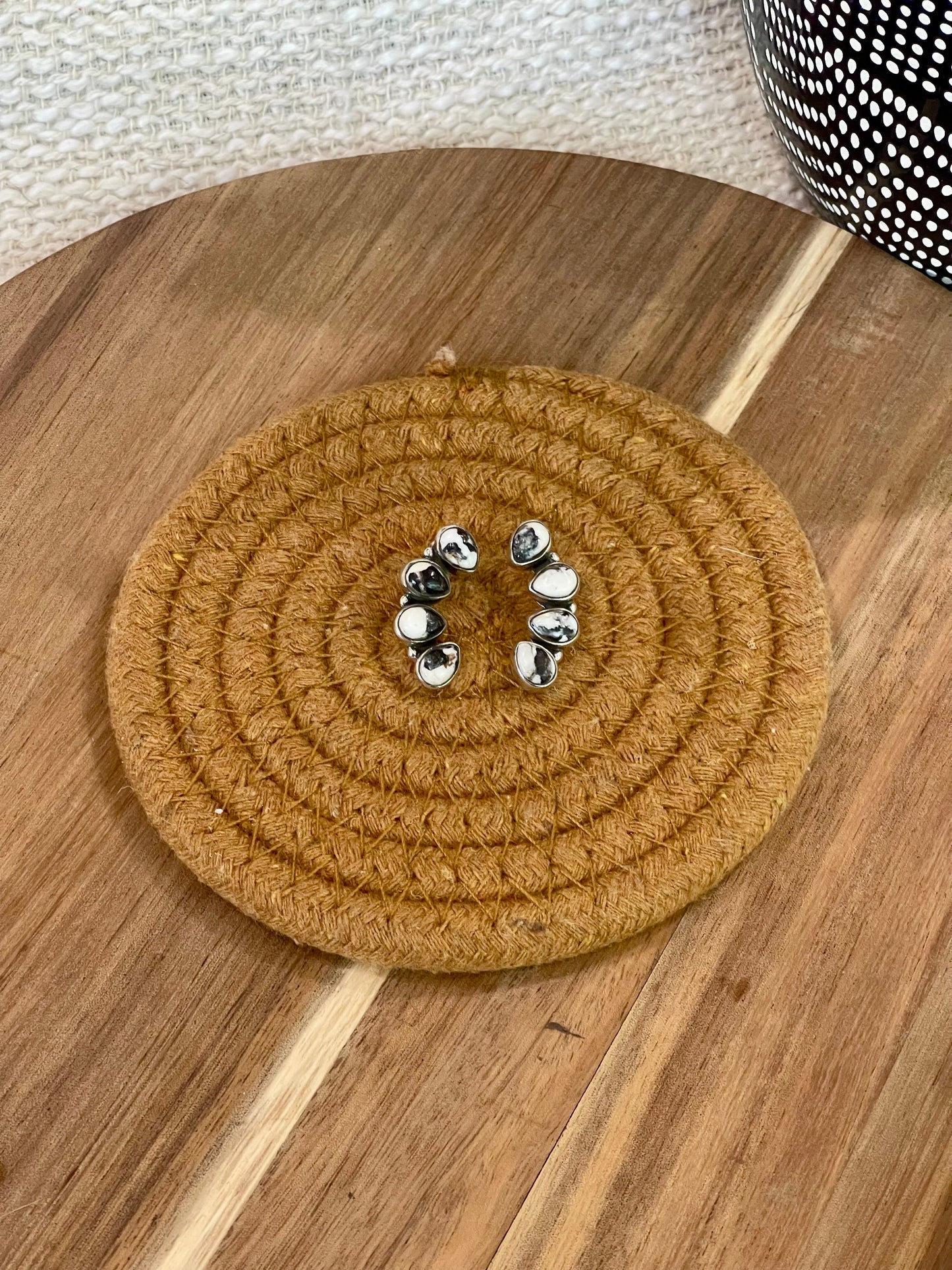 Beautiful Handmade Sterling Silver & White Buffalo Post Earrings
