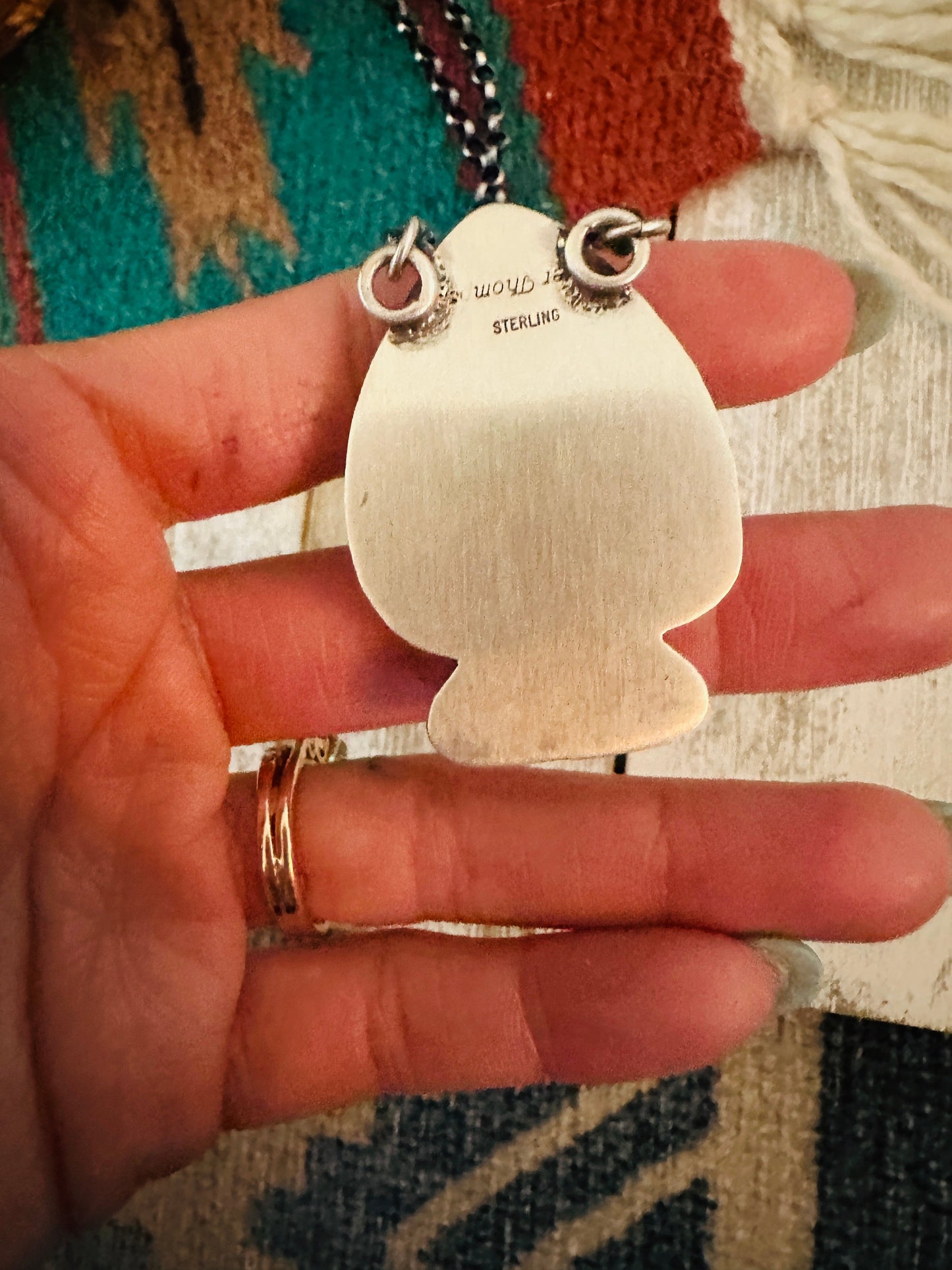 Handcrafted Sterling Silver & Multi Stone Inlay Spade Necklace