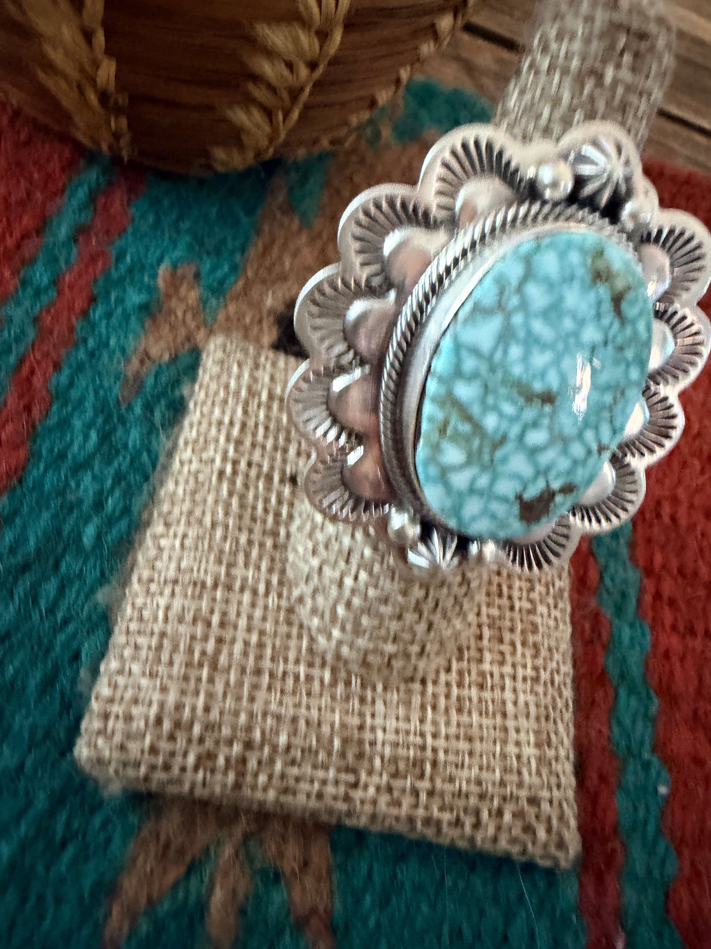 Handcrafted Dry Creek Turquoise & Sterling Silver Ring Size 8 by Randy Boyd