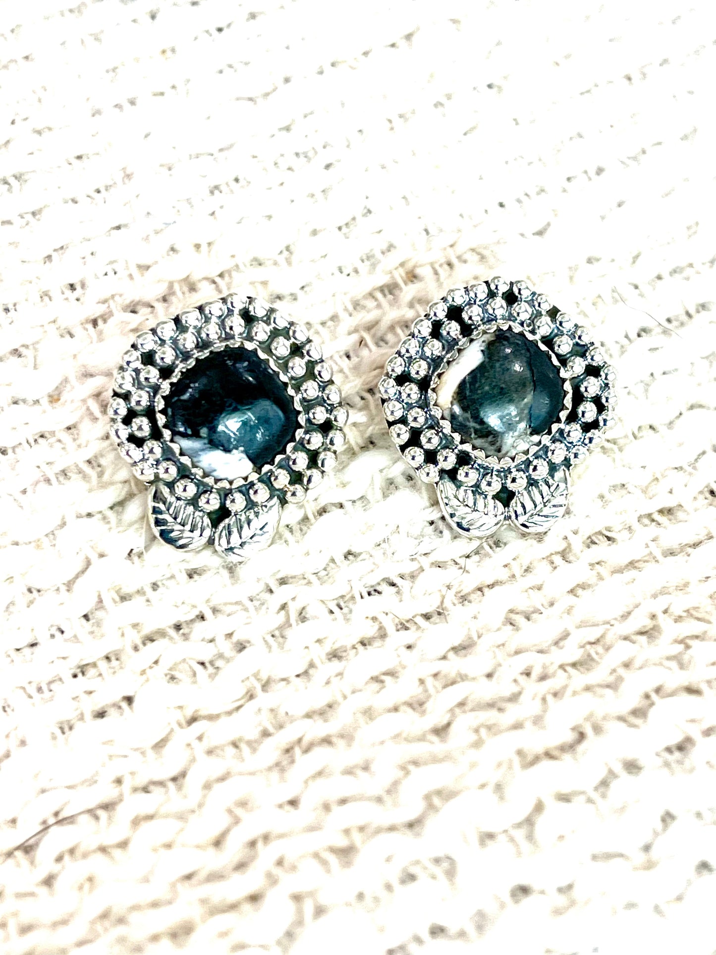 Handcrafted Sterling Silver & White Buffalo Stud Earrings