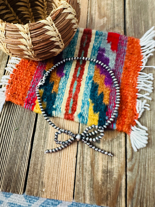 Handcrafted Sterling Silver Beaded Bow Hat Band